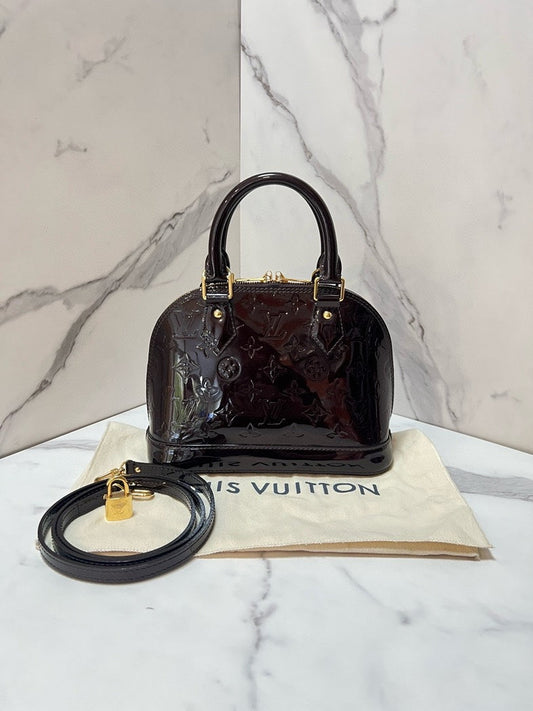 Louis Vuitton Alma BB Black Patent Leather Handbag Small