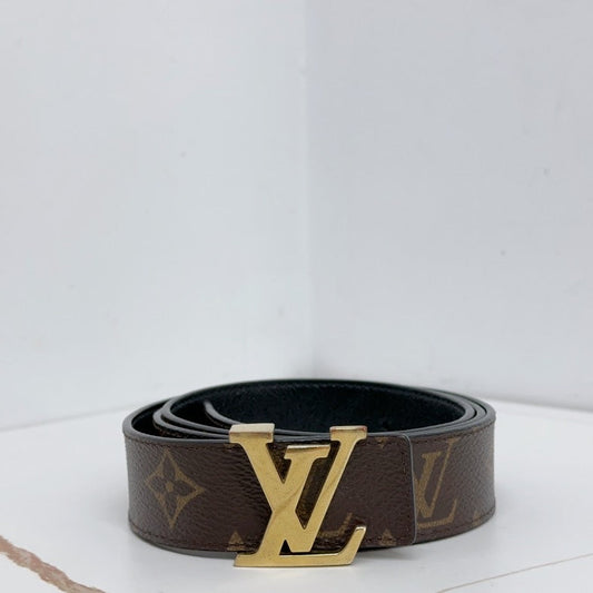 Louis Vuitton Monogram Brown Leather Belt Gold Buckle