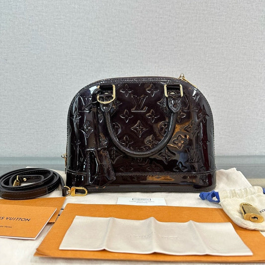 Louis Vuitton Alma BB Amarante Monogram Vernis Leather Handbag
