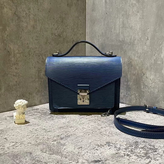Louis Vuitton Monceau BB Blue Epi Leather Bag
