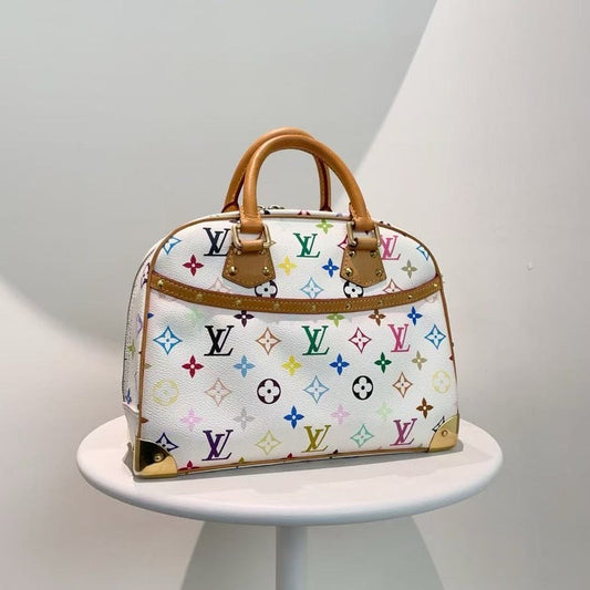 Louis Vuitton LV Multicolor White Canvas Alma Handbag Large