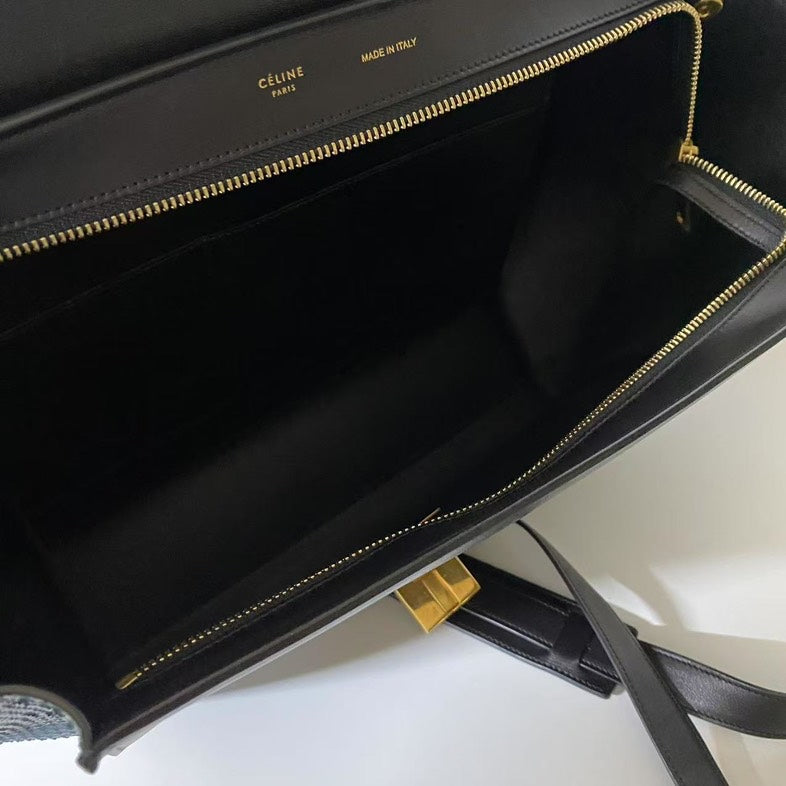 Luxury CELINE Two Ways Bag in Blue and Black Python Leather - Satchel