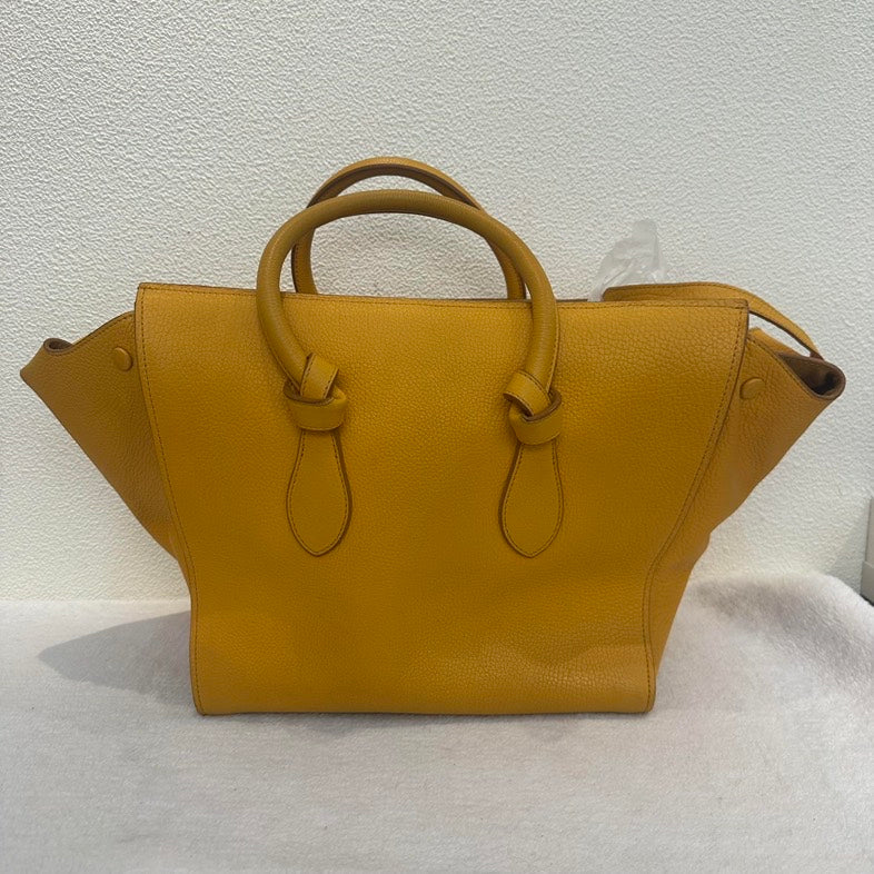 Luxury CELINE Mini Luggage Tote Yellow Leather Top Handle Bag