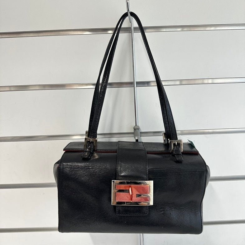 Fendi Baguette Black Leather Shoulder Bag