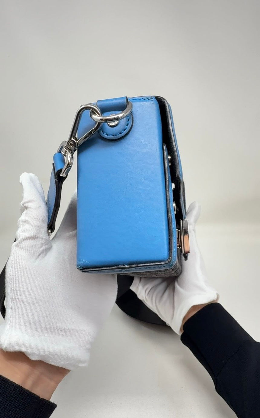 FENDI Baguette Cloth Handbag Blue B23-64