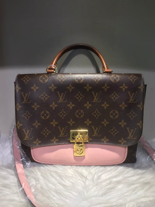 Louis Vuitton Monogram Canvas and Pink Leather Satchel Bag