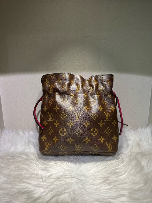 Louis Vuitton Monogram Brown Drawstring Bucket Bag - NO STRAP
