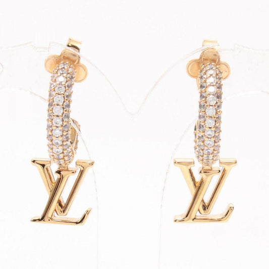 LOUIS VUITTON LV Iconic Hoop Earrings GP Rhinestone Gold Clear 978634