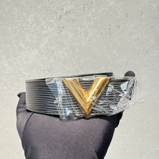 Louis Vuitton LV Black Leather Belt OS