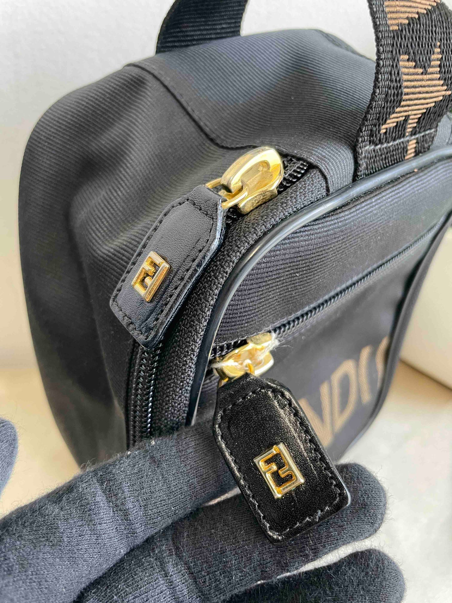 FENDI Canvas Pouch JZ52723000 Black Small Clutch