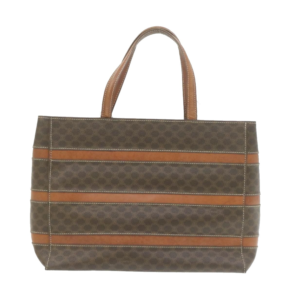 Luxury CELINE Macadam Canvas Tote Bag PVC Leather Brown rd1995