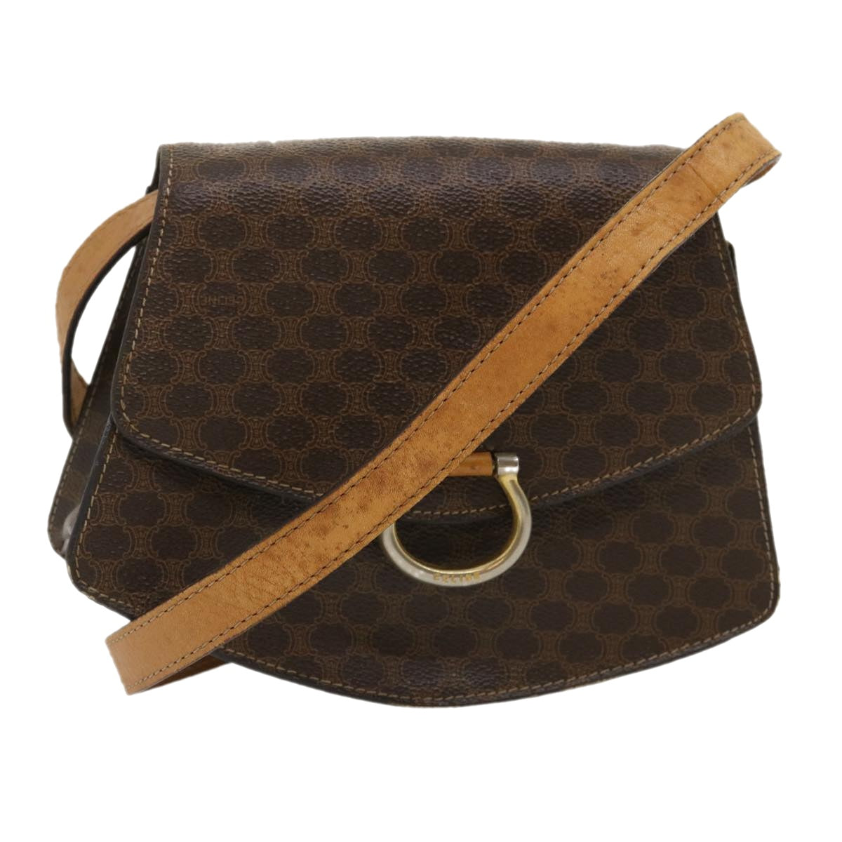 Luxury CELINE Macadam Canvas 2Way Shoulder Bag Brown rd2081
