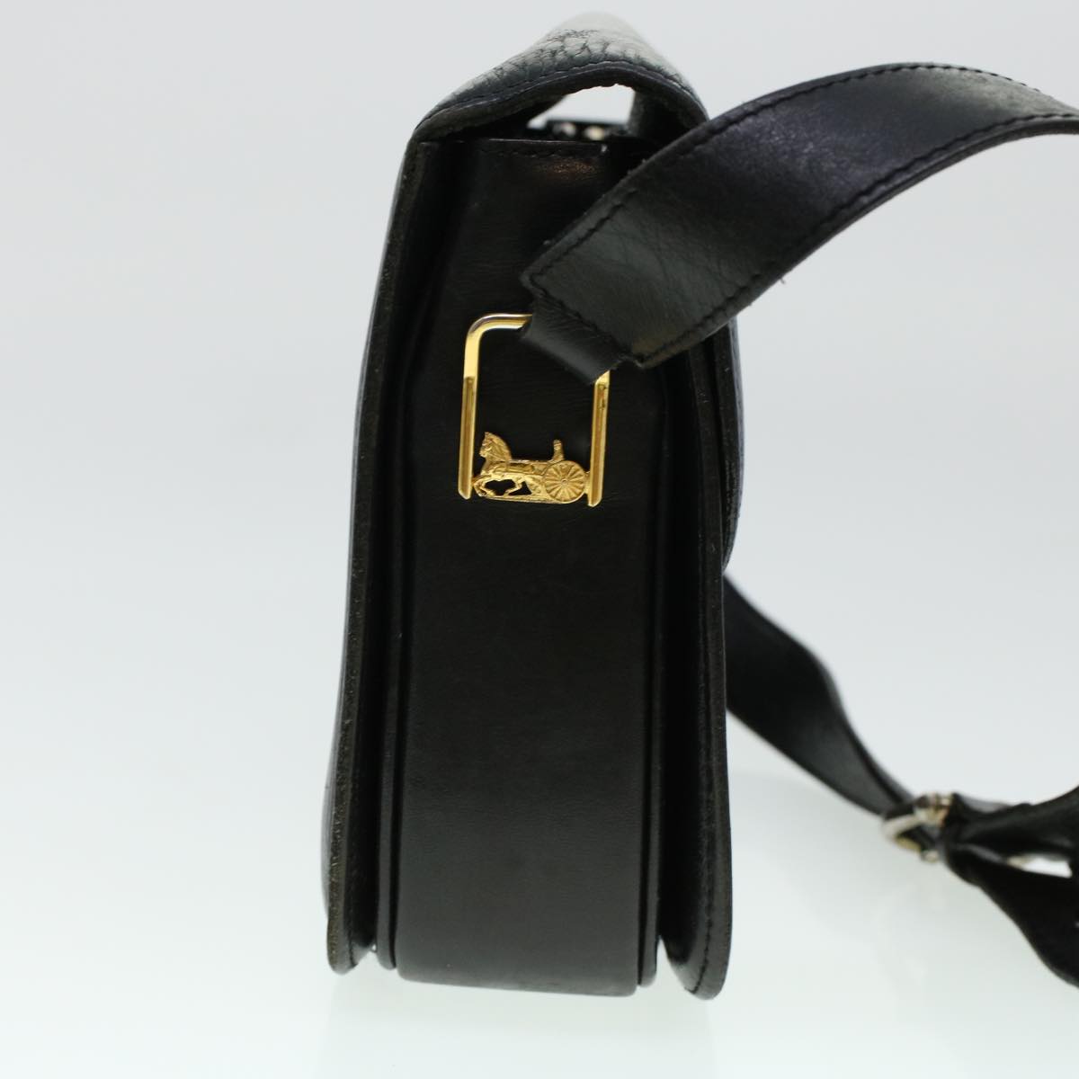 Luxury CELINE Horse Carriage Shoulder Bag Leather Black rd5032