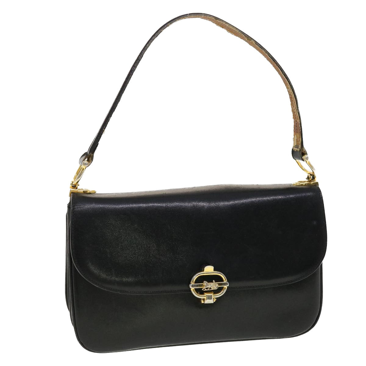 Luxury CELINE Horse Carriage Shoulder Bag Leather Black rd5162