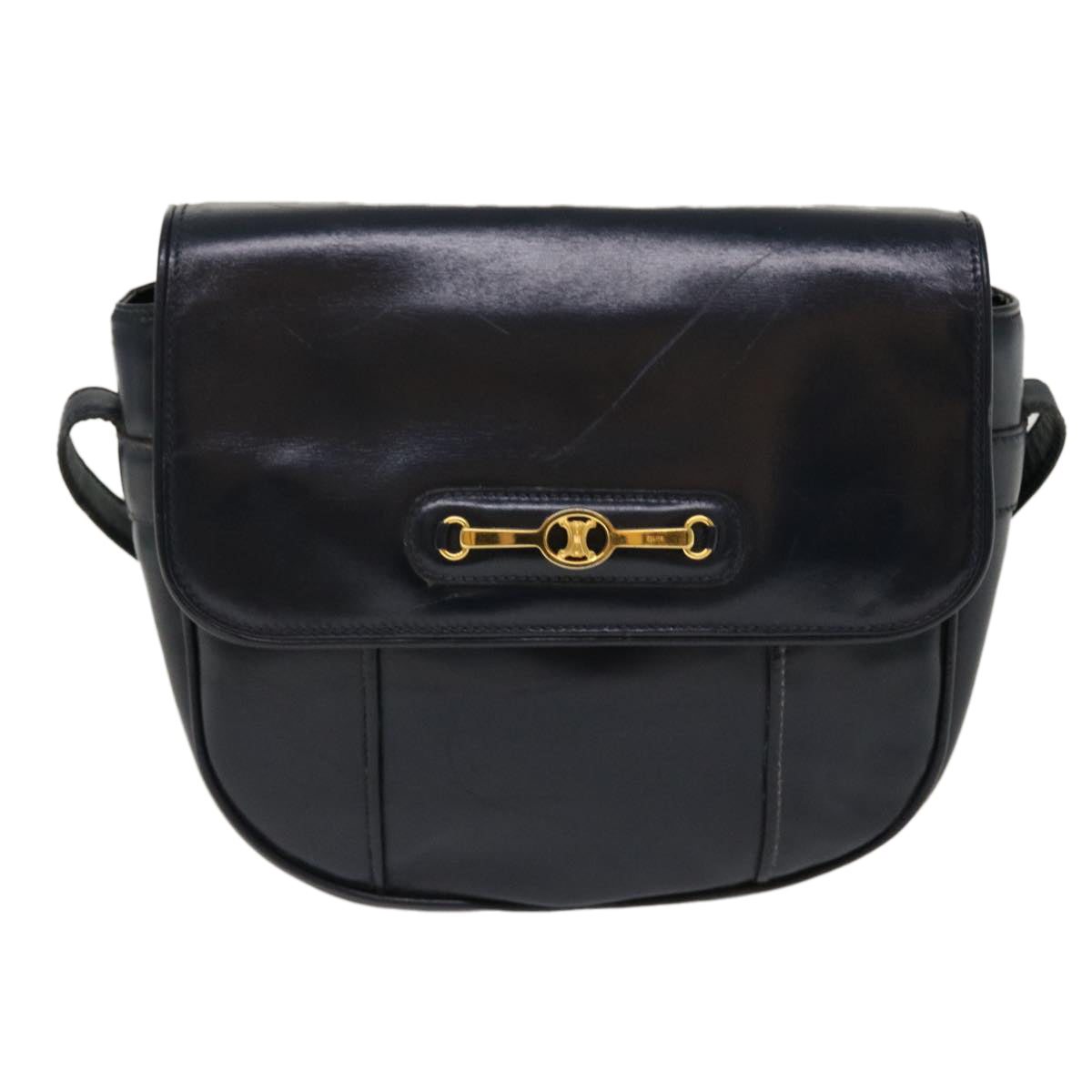 Luxury CELINE Shoulder Bag Leather Navy rd5176