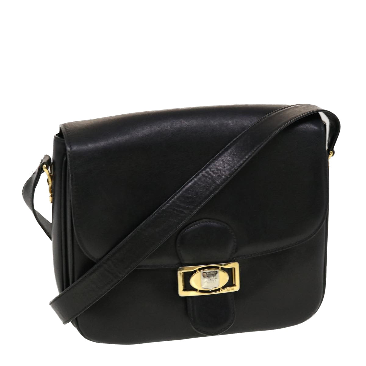 Luxury CELINE Horse Carriage Shoulder Bag Leather Black rd5252