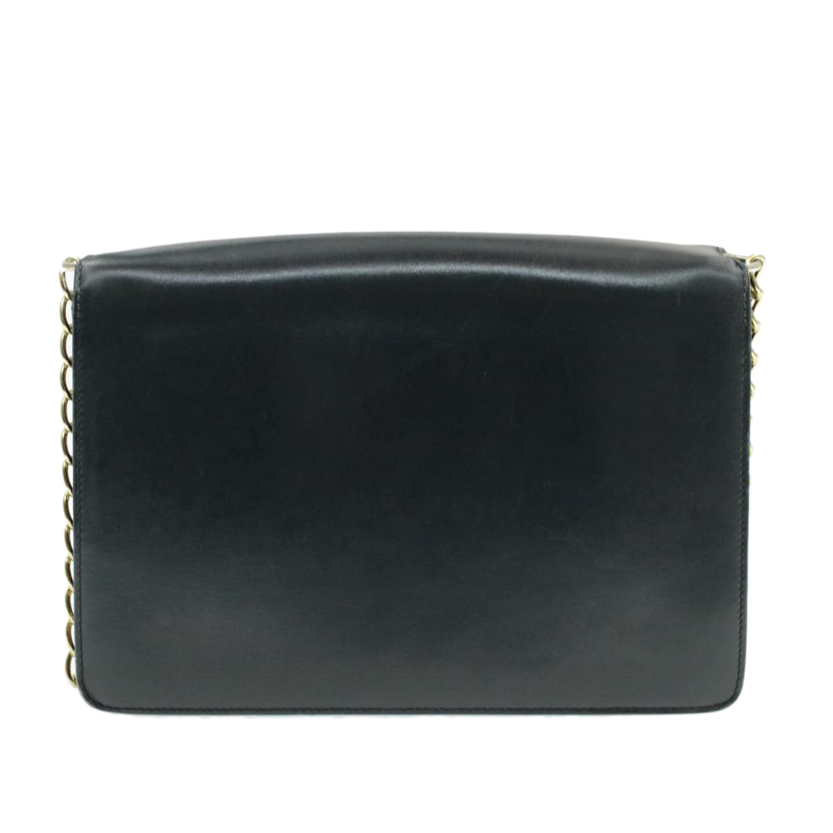 Luxury CELINE Horse Carriage Chain Shoulder Bag Leather Navy rd740