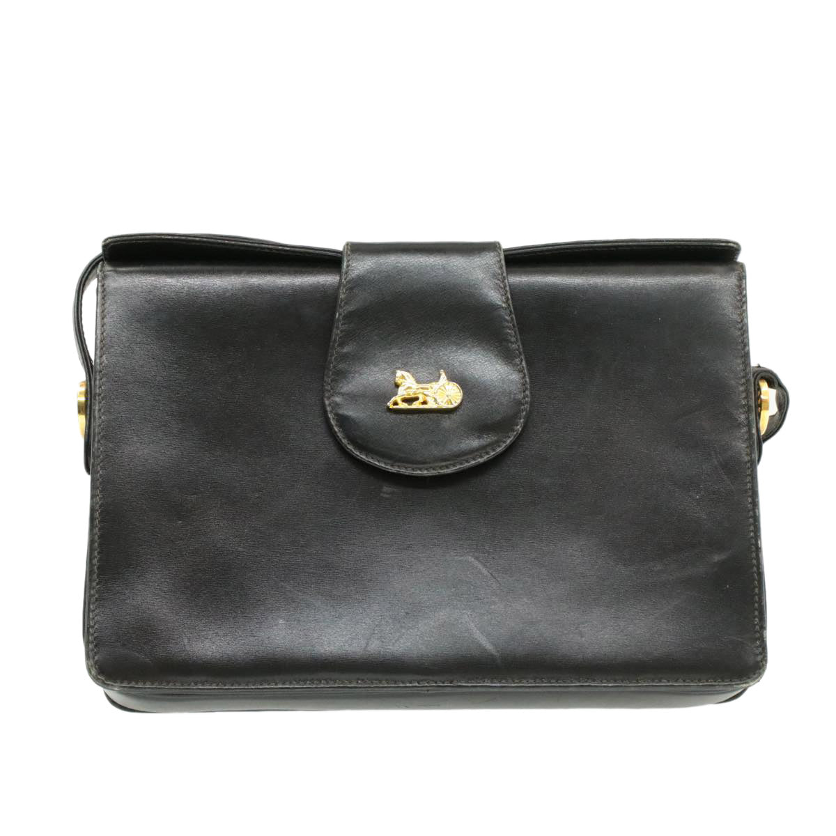 Luxury CELINE Horse Carriage Shoulder Bag Black Leather rd764