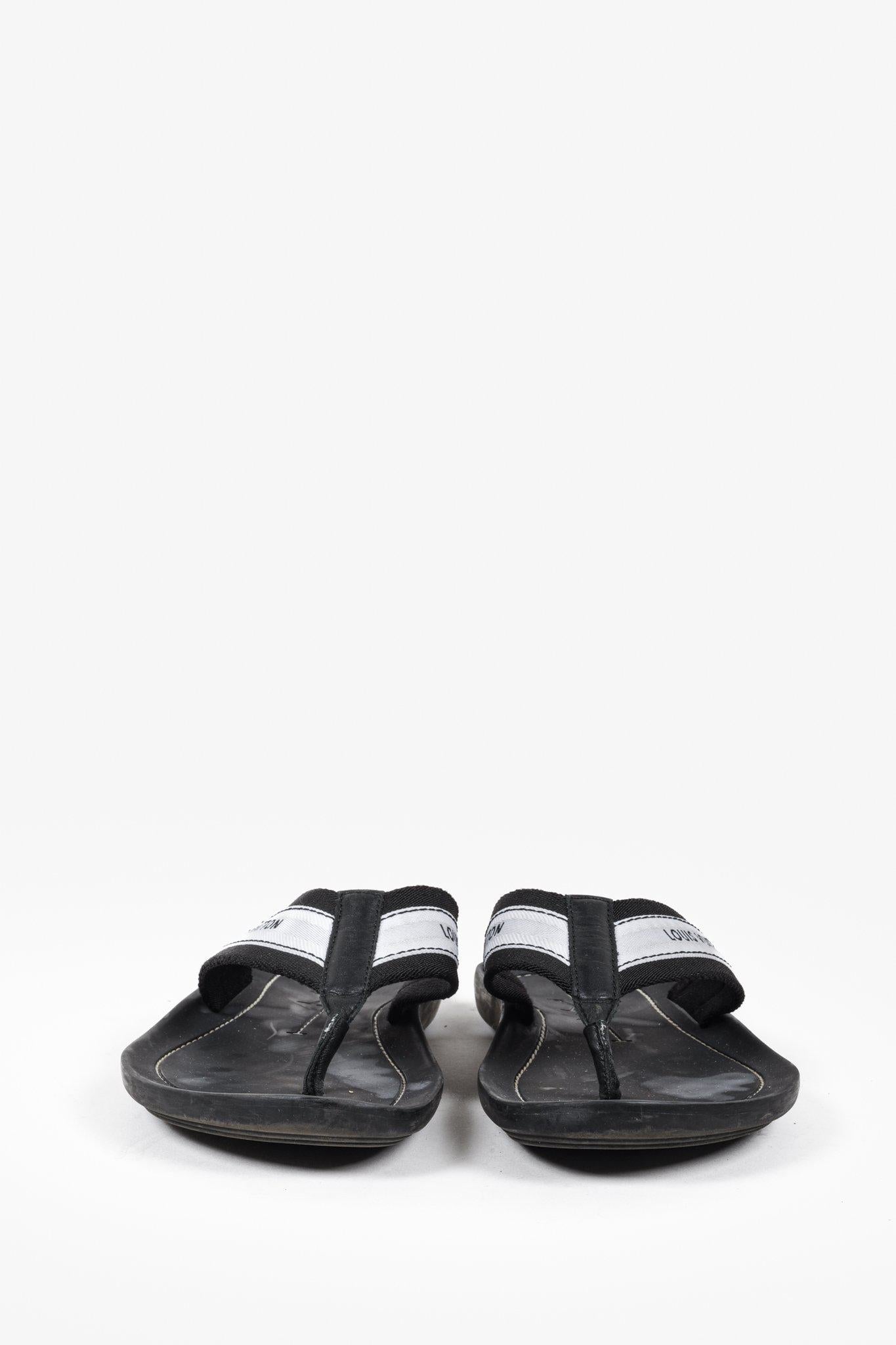 Louis Vuitton Black and White Canvas Flip Flops
