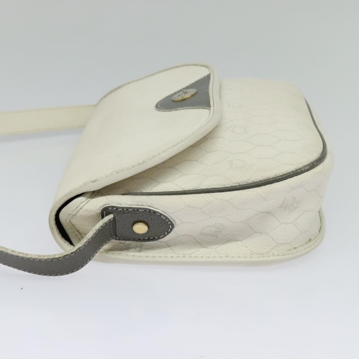 Christian Dior Honeycomb Flap Crossbody Bag Coated Canvas White Canvas Bag ()