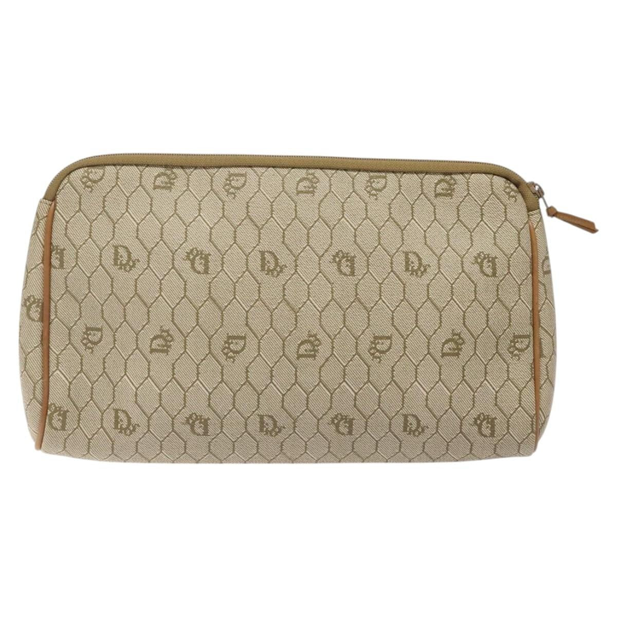 Christian Dior Honeycomb Zip Pouch Coated Canvas Beige Pvc Clutche & Pouche Bag ()