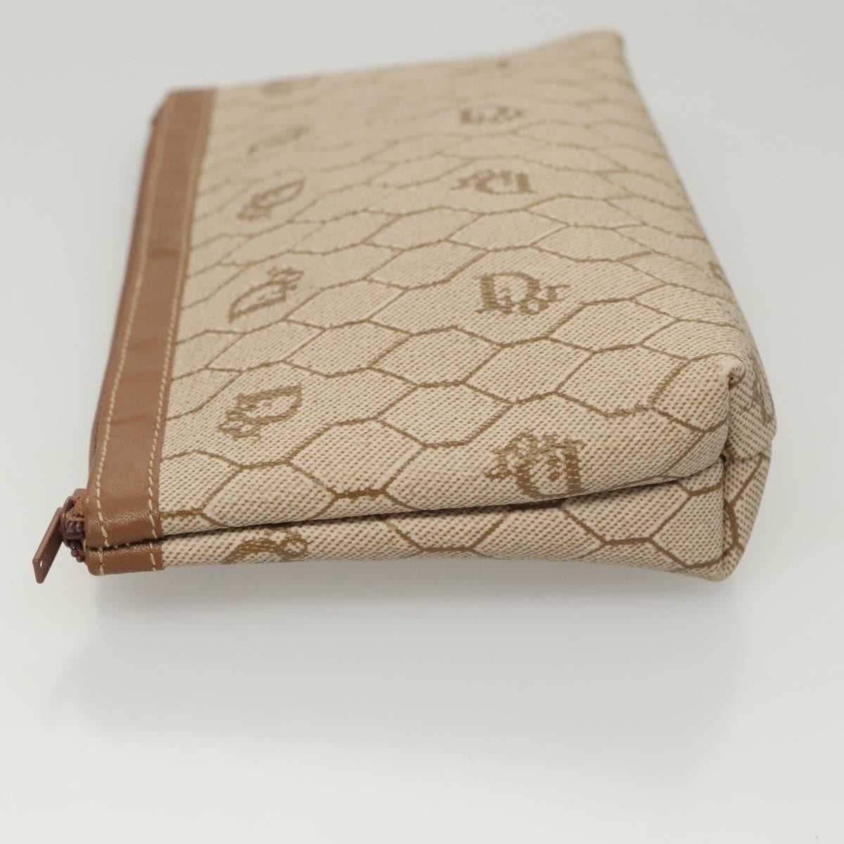 Christian Dior Honeycomb Zip Pouch Coated Canvas Beige Pvc Bag ()