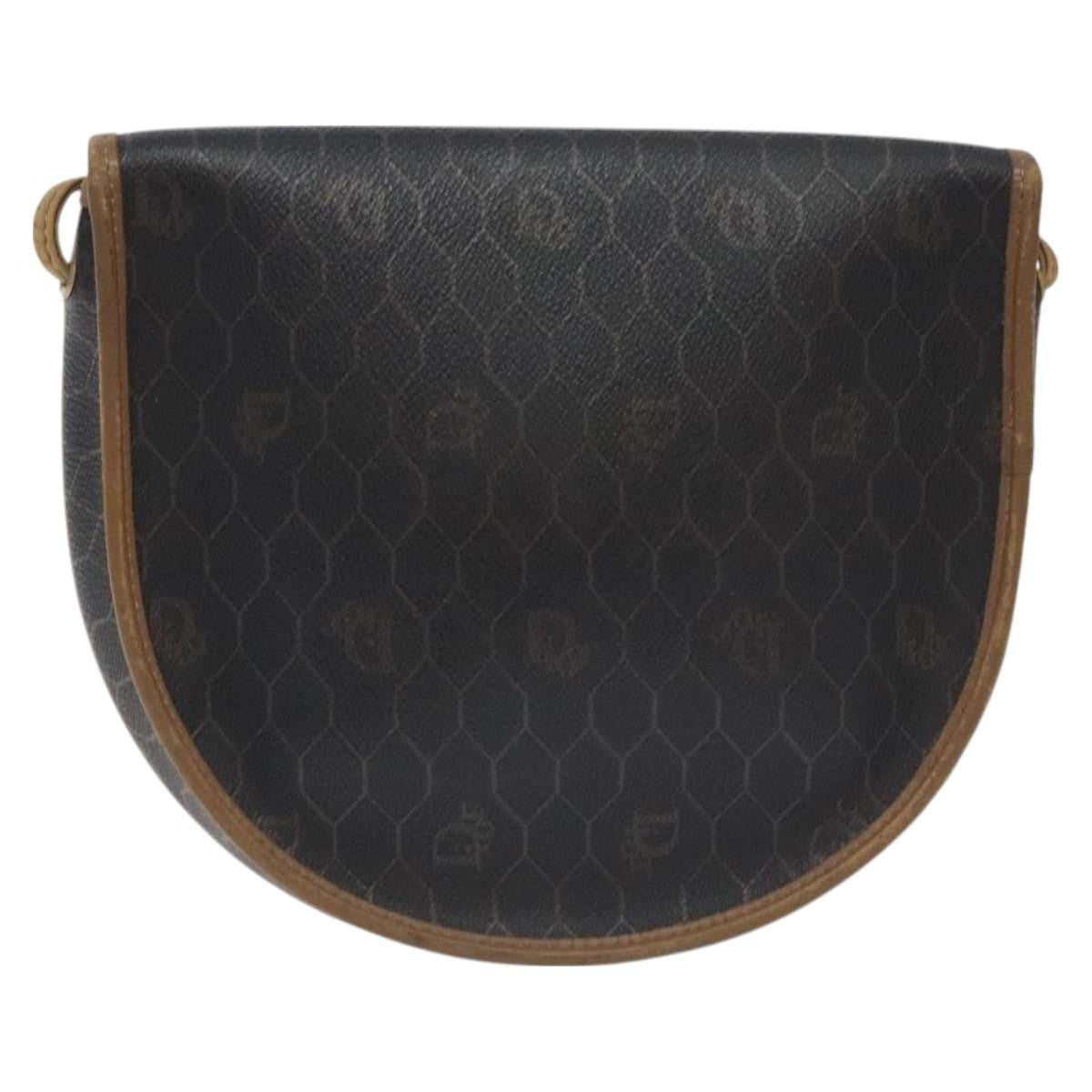 Christian Dior Honeycomb Flap Crossbody Bag Coated Canvas Black Canvas Bag ()