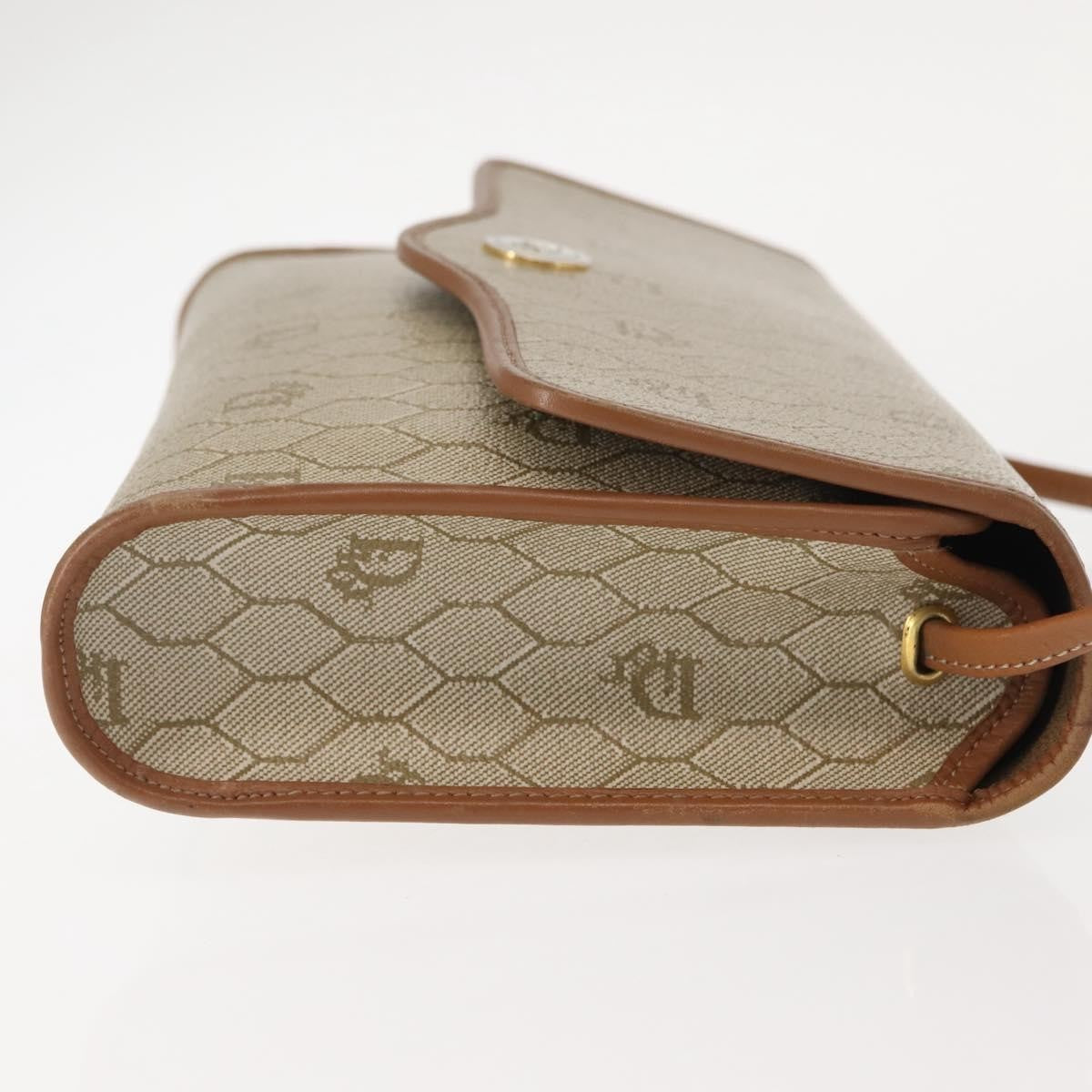 Christian Dior Honeycomb Flap Crossbody Bag Canvas And Leather Beige Canvas Shoulder Bag Bag ()