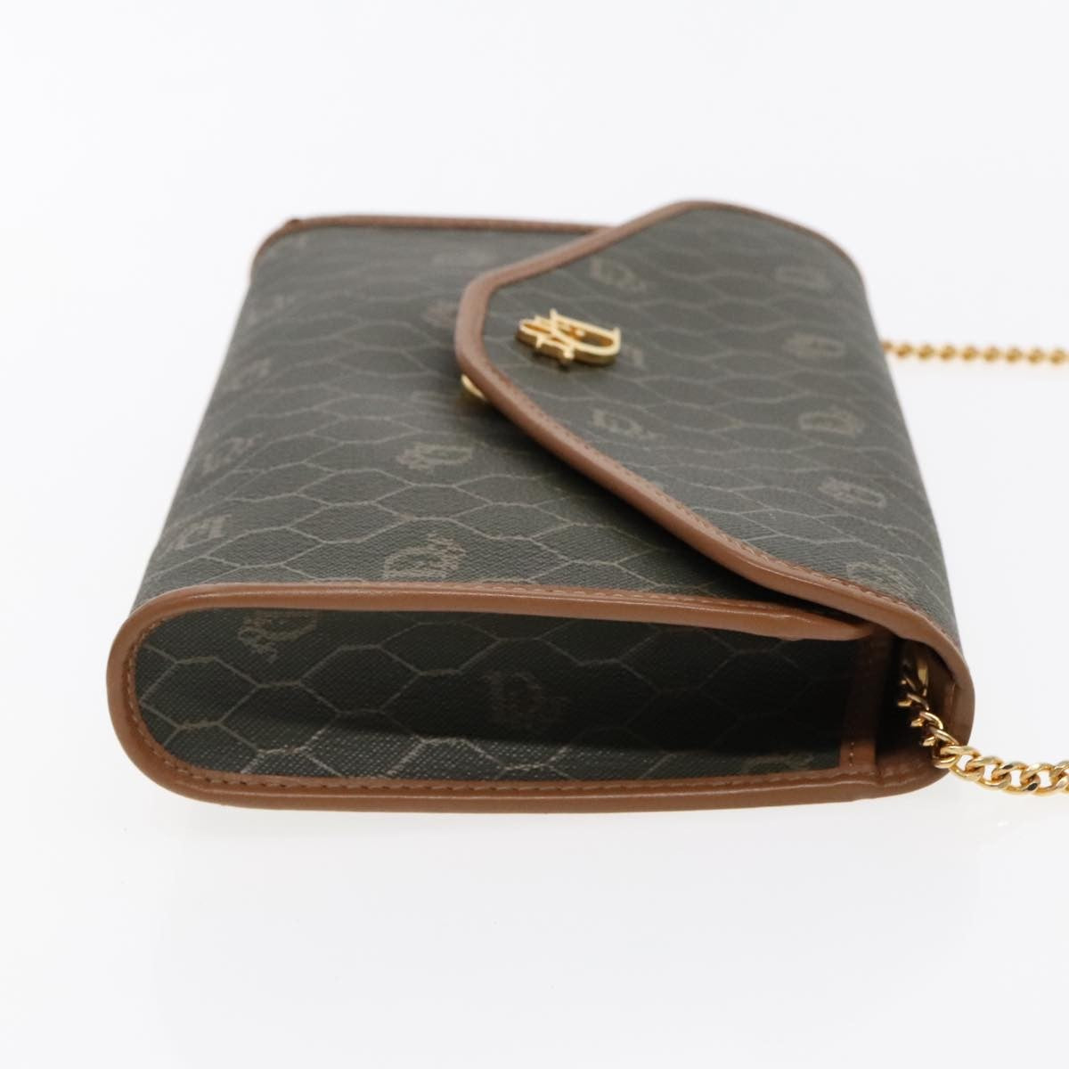 Christian Dior Honeycomb Chain Canvas Khaki Canvas Shoulder Bag Bag ()
