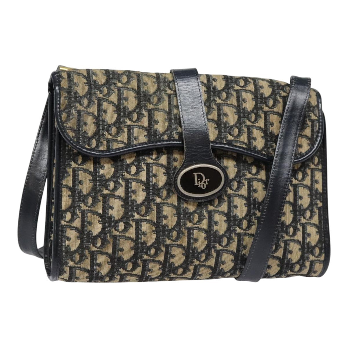 Christian Dior Flap Crossbody Bag Canvas Navy Canvas Shoulder Bag Bag ()
