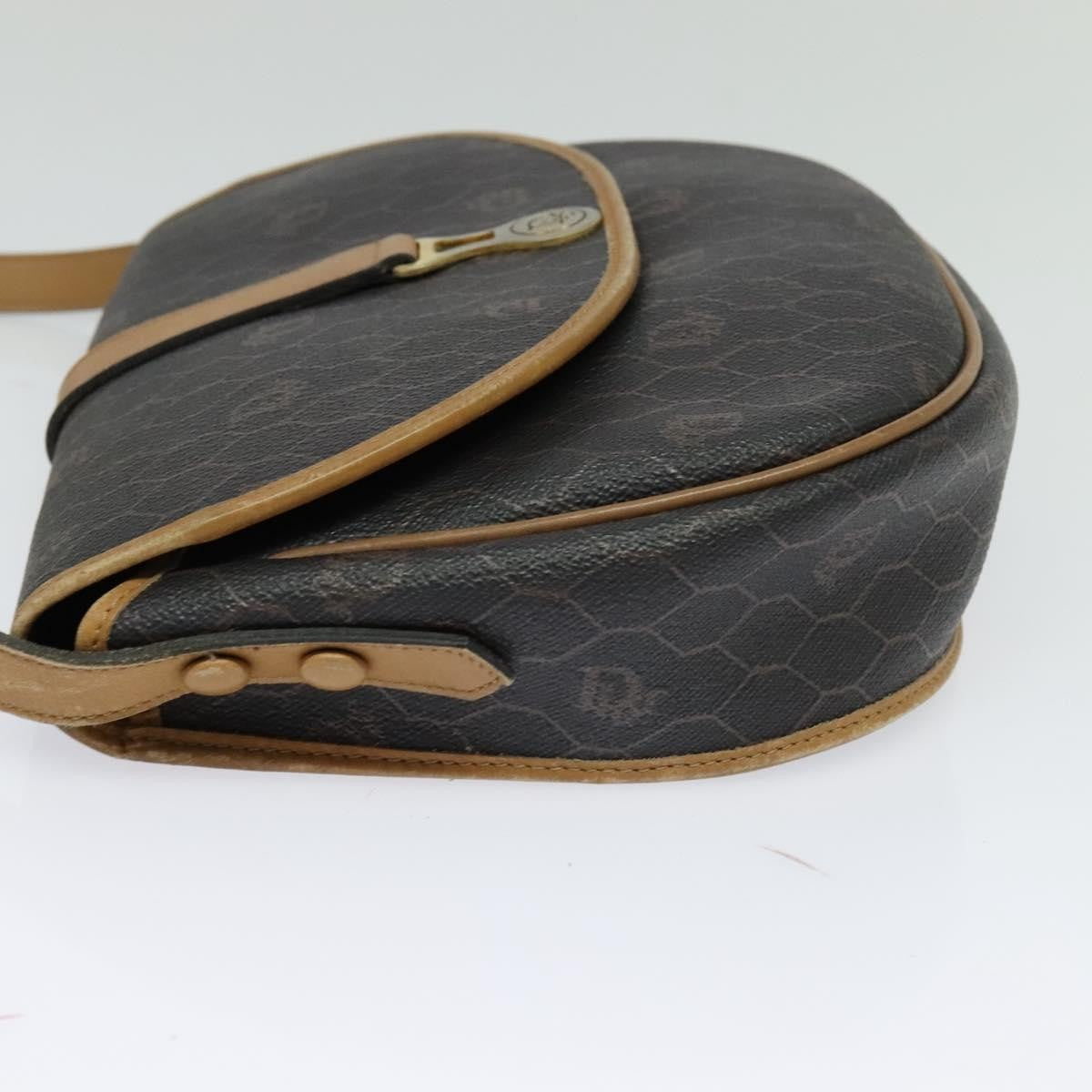 Christian Dior Honeycomb Flap Crossbody Bag Canvas And Leather Black Canvas Bag ()
