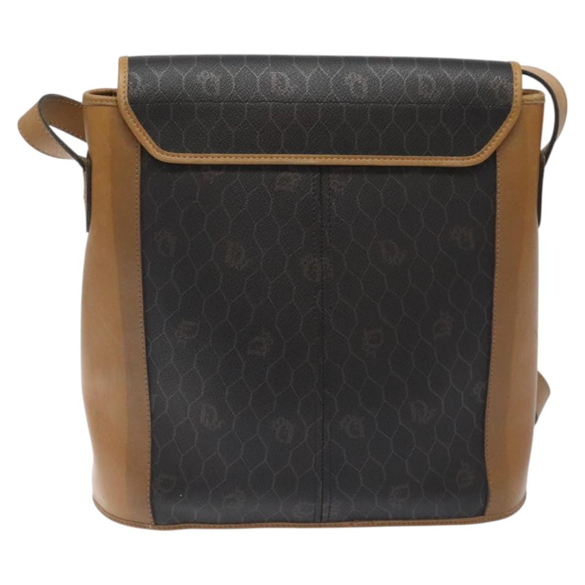 Christian Dior Honeycomb Flap Crossbody Bag Canvas And Leather Black Canvas Bag ()