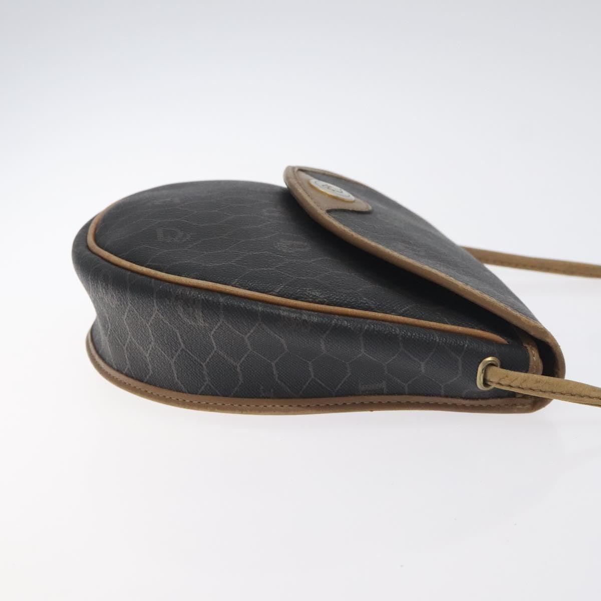 Christian Dior Honeycomb Flap Crossbody Bag Coated Canvas Black Canvas Bag ()