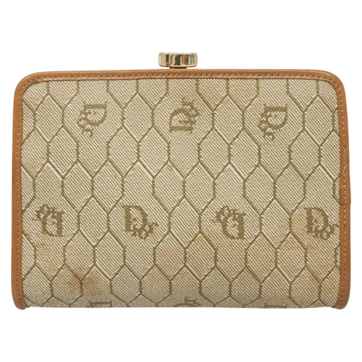 Christian Dior Honeycomb Zip Pouch Coated Canvas Beige Pvc Clutche & Pouche Bag ()