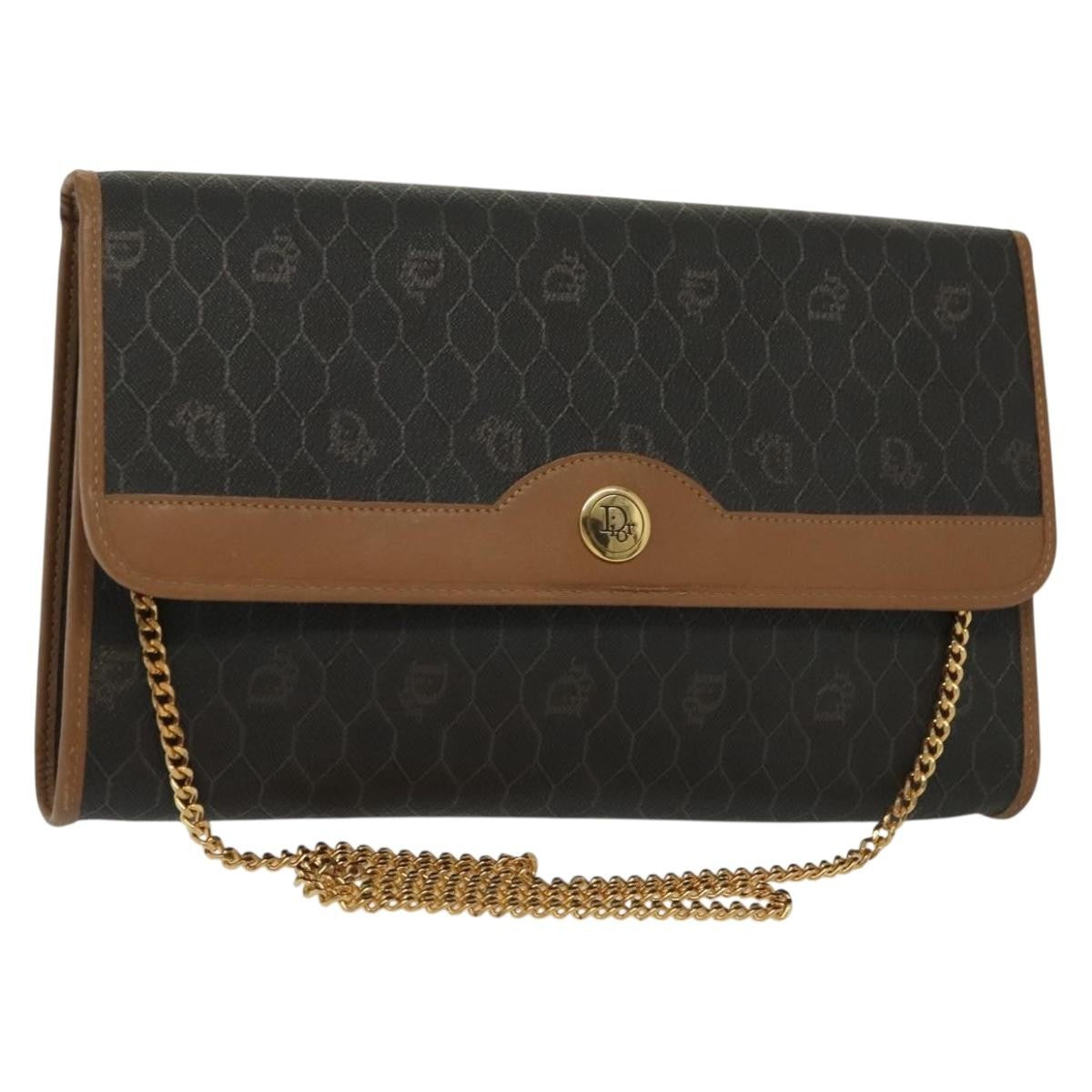 Christian Dior Honeycomb Chain Canvas Black Canvas Bag ()