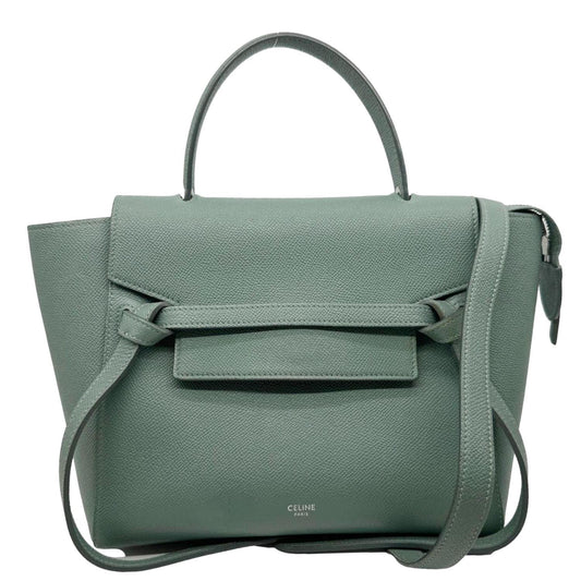 CELINE Micro Belt Grained Leather Shoulder Bag Light Green