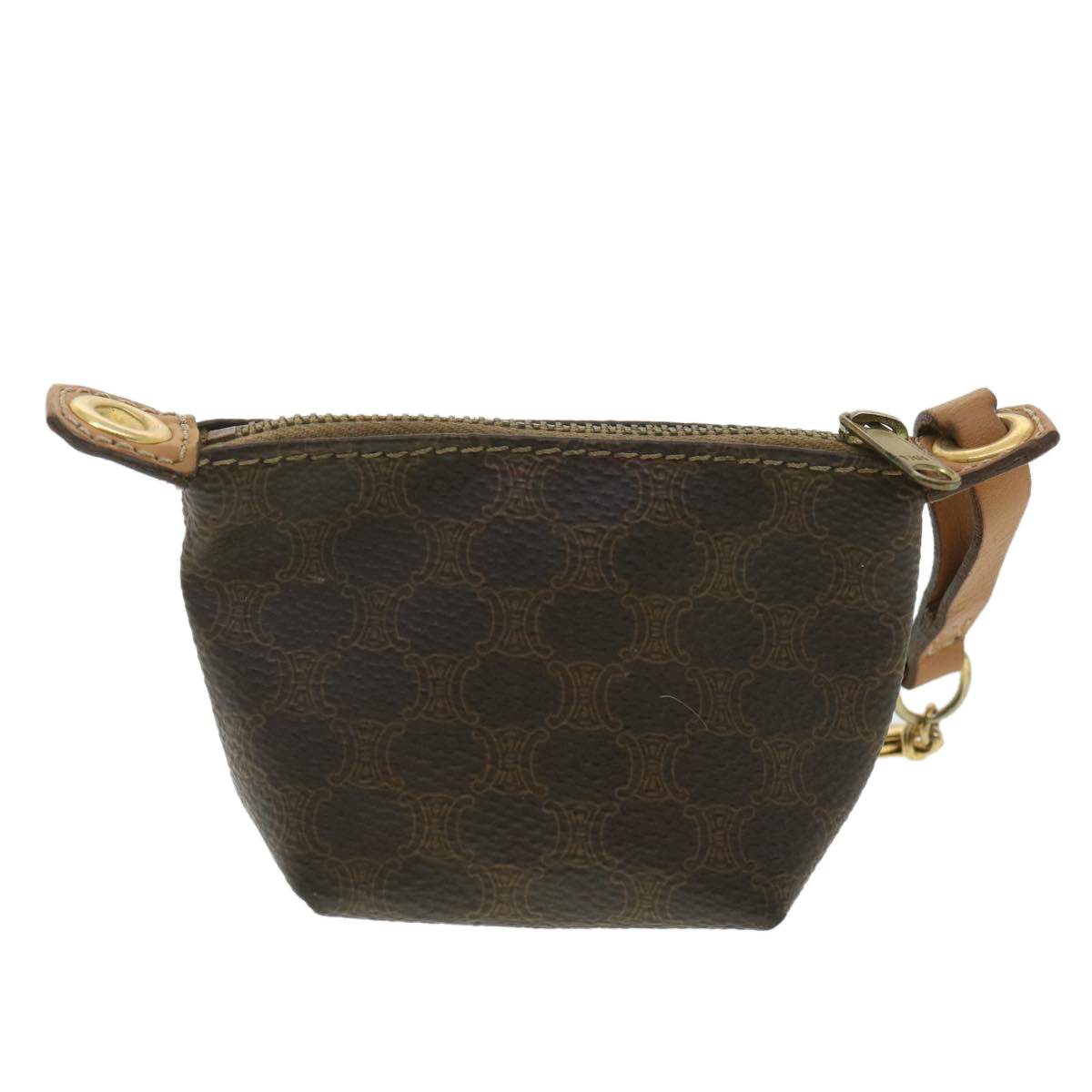 Luxury CELINE Macadam Canvas Pouch PVC Leather Brown tb381