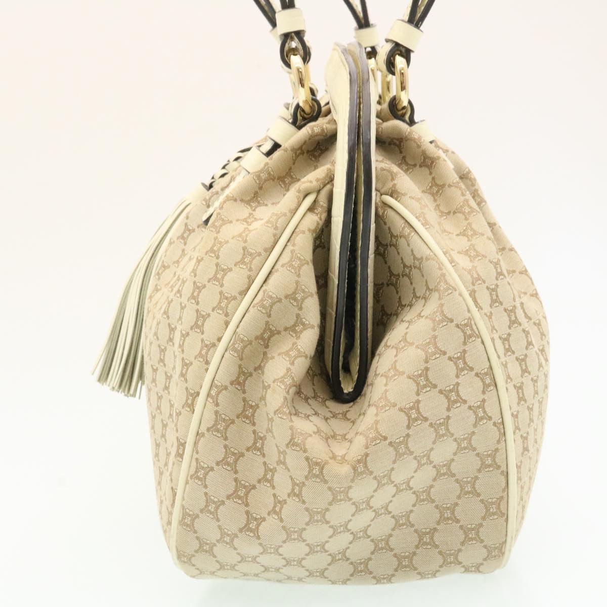Luxury CELINE Macadam Canvas 2way Shoulder Bag Hand Bag Beige th2019