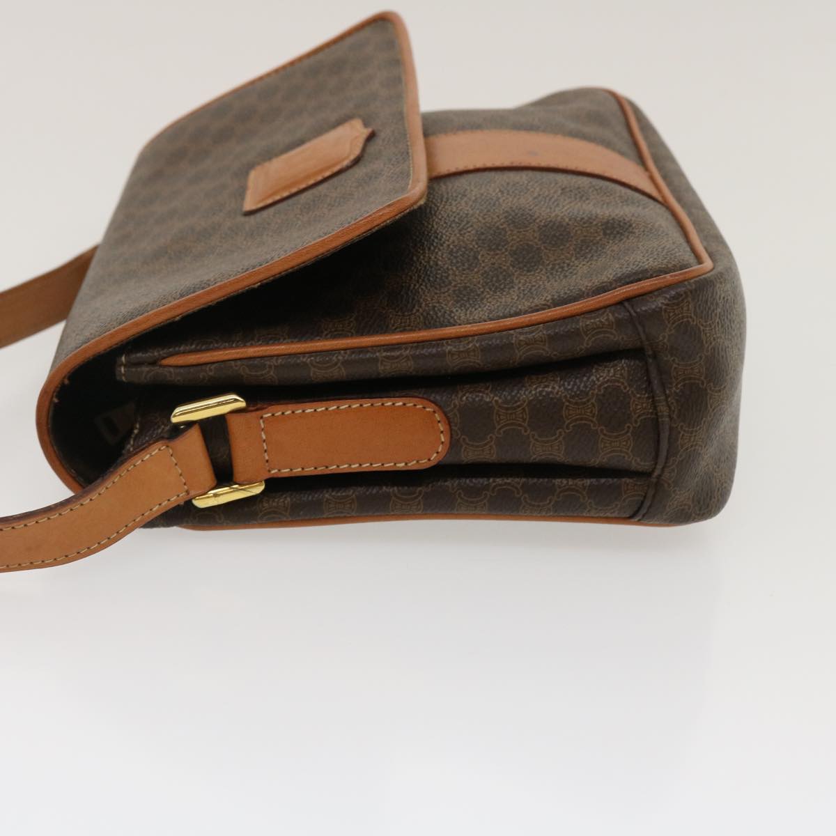 Luxury CELINE Macadam Canvas Shoulder Bag PVC Leather Brown th2544
