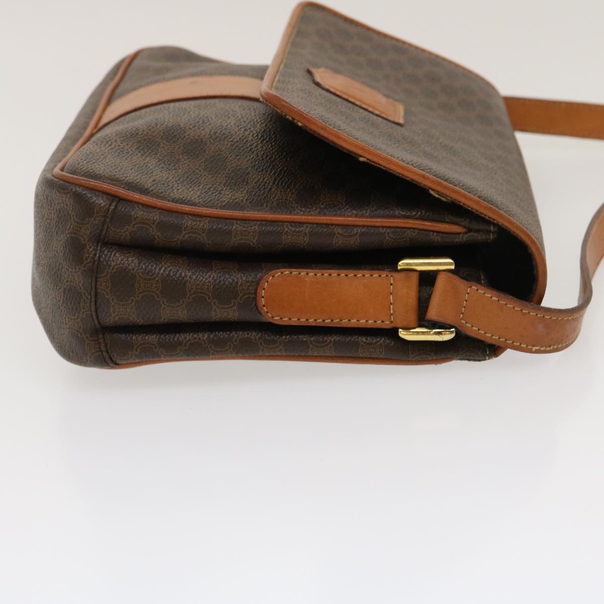 Luxury CELINE Macadam Canvas Shoulder Bag PVC Leather Brown th2544