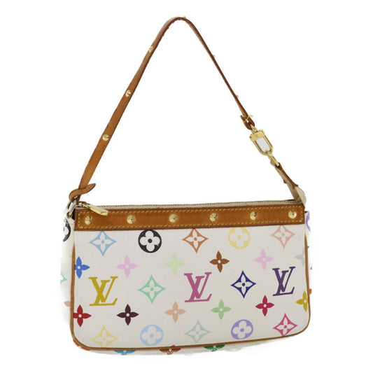 LOUIS VUITTON Multicolor Pochette Accessoires Pouch White M92649 LV Auth am219g