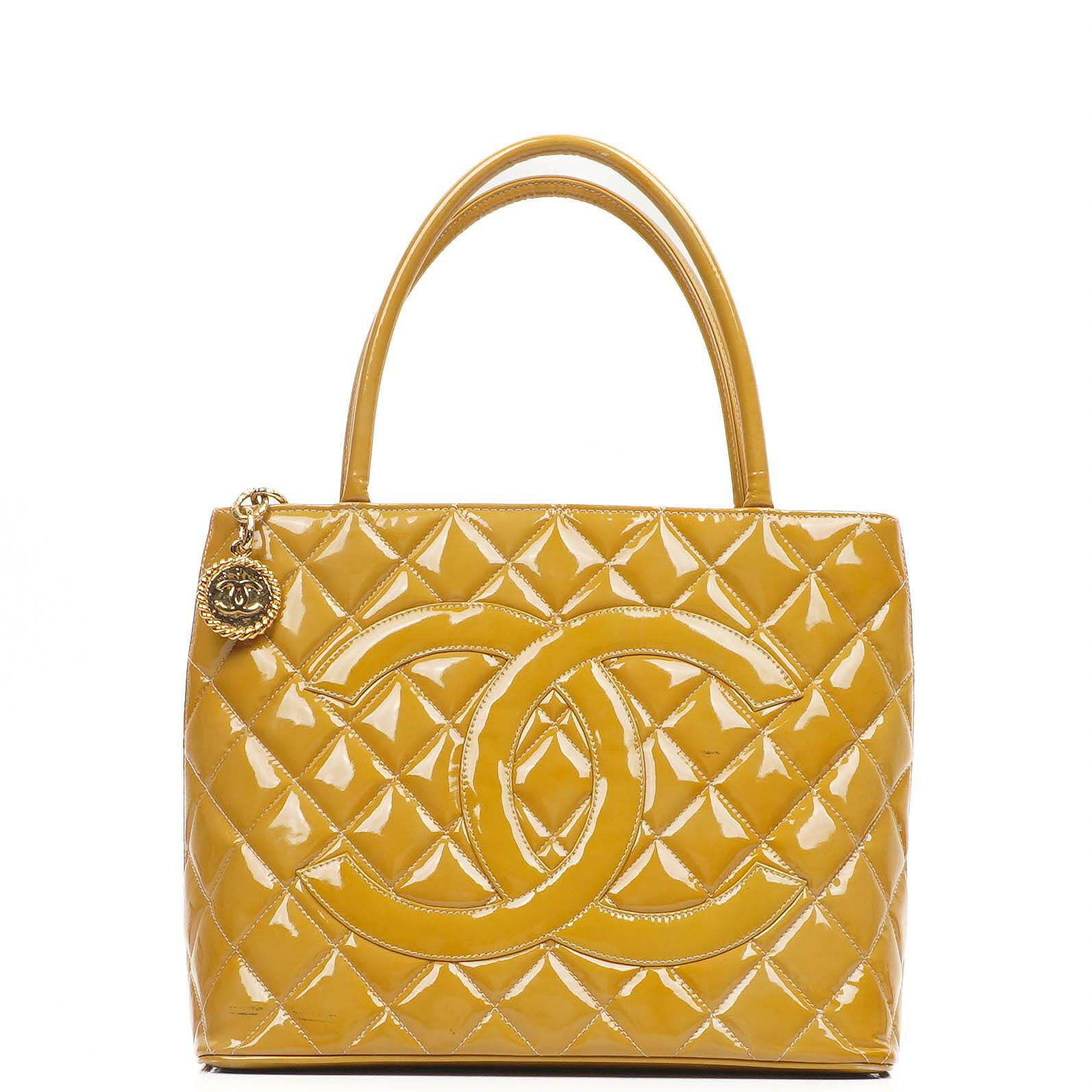 The Chanel Patent Medallion Tote Yellow