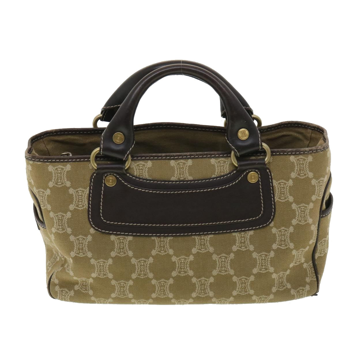 Luxury CELINE Paris Macadam Canvas Hand Bag Brown ti813