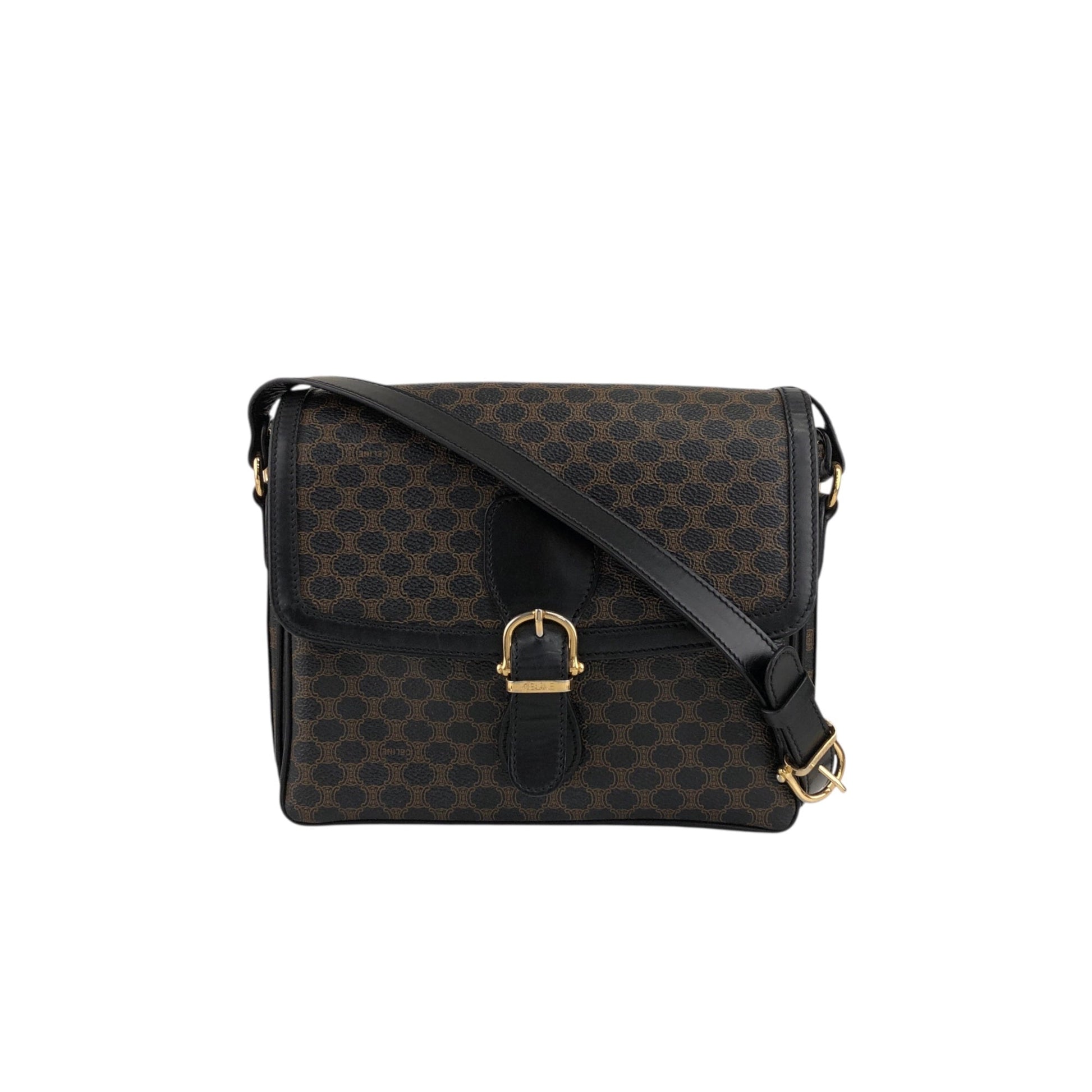 CELINE Macadam Front Buckle Shoulder bag Black 5wzcdj