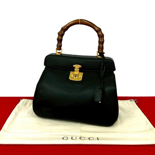 Gucci Bamboo Lock Leather Handbag