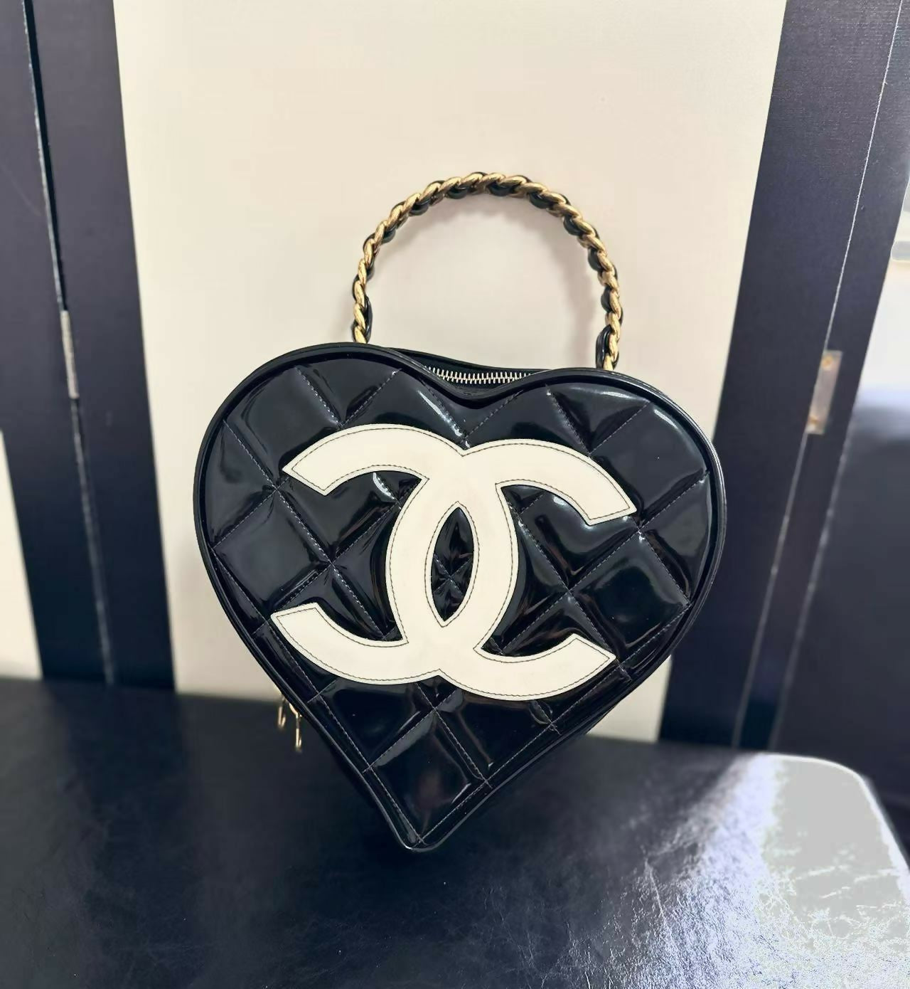 Chanel 1995 Black Heart Vanity Bag