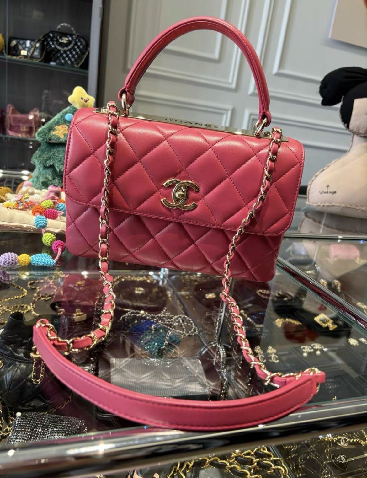 Chanel Pink Coco Handle Medium Size