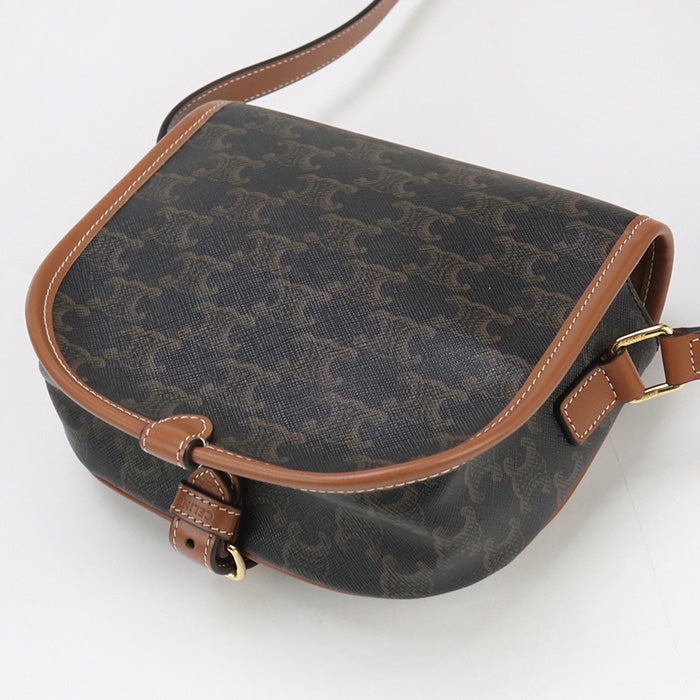 CELINE 19150 2BZJ 04LU Medium Falco Triomphe canvas Diagonal bag brown Women