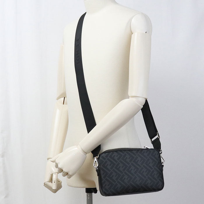 FENDI 7M0286 ALKA F0R2A Camera case Diagonal Shoulder Bag PVC/leather black mens