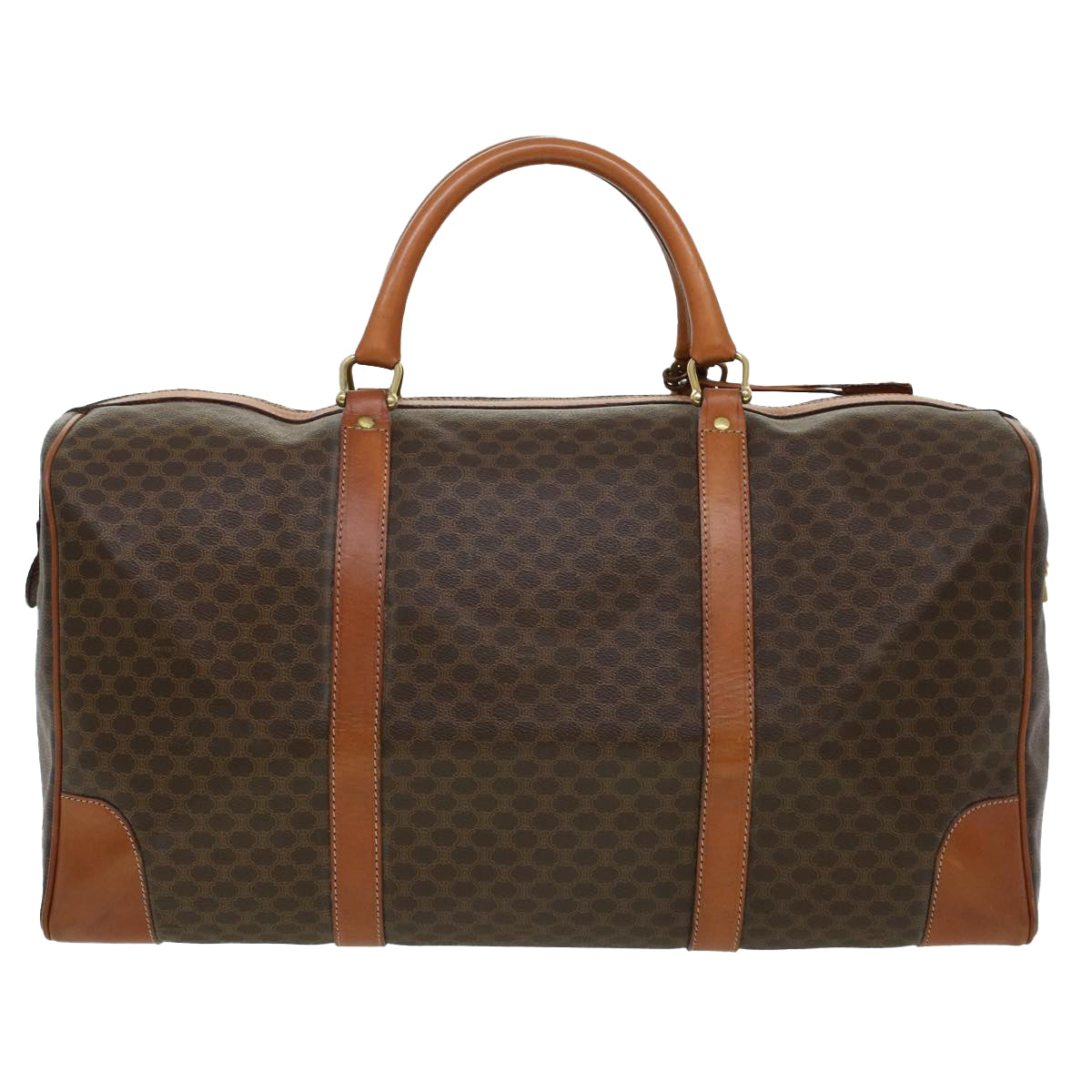 Luxury CELINE Macadam Canvas Boston Bag PVC Leather Brown uy133